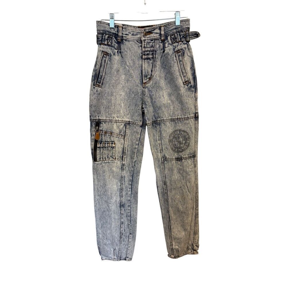 Vintage 80's Acid wash denim cargo style jeans